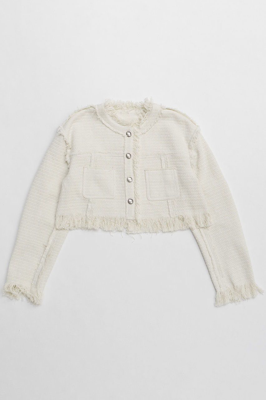 メゾンスペシャル/MAISON SPECIALのTweed Collarless Jacket/ツイードノーカラージャケット(WHT(ホワイト)/21251215204)