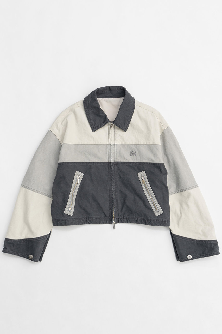 メゾンスペシャル/MAISON SPECIALのAging Processing Color Block Oxford Jacket/エイジングカラーブロックオックスジャケット(BLK(ブラック)/21251215305)