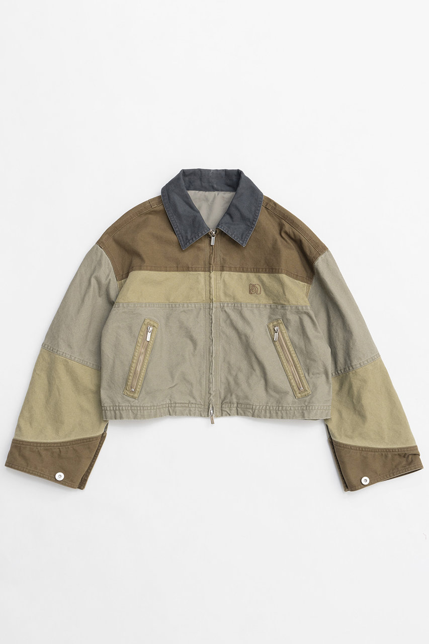 メゾンスペシャル/MAISON SPECIALのAging Processing Color Block Oxford Jacket/エイジングカラーブロックオックスジャケット(KHK(カーキ)/21251215305)