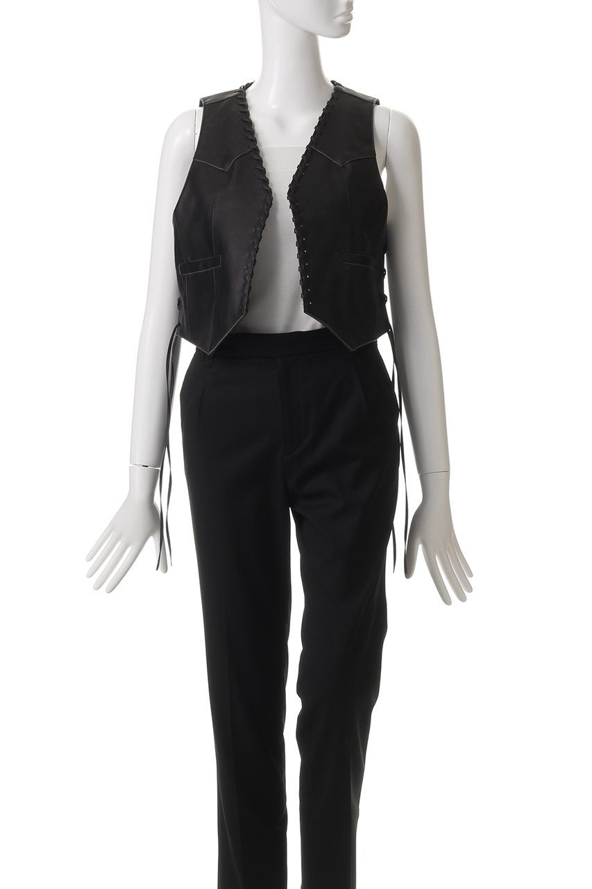 ベスト ジレ Lace Up Short Length Vegan Leather Vest/レースアップショートヴィーガンレザーベスト「MAISON MAISON SPECIAL(メゾンスペシャル)｜Lace Up Short Length Vegan