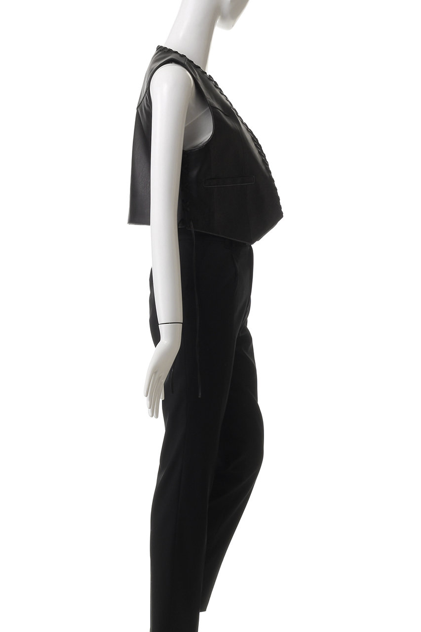 ベスト ジレ Lace Up Short Length Vegan Leather Vest/レースアップショートヴィーガンレザーベスト「MAISON MAISON SPECIAL(メゾンスペシャル)｜Lace Up Short Length Vegan