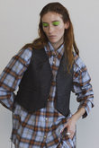 Lace Up Short Length faux Leather Vest/レースアップショートフェイクレザーベスト