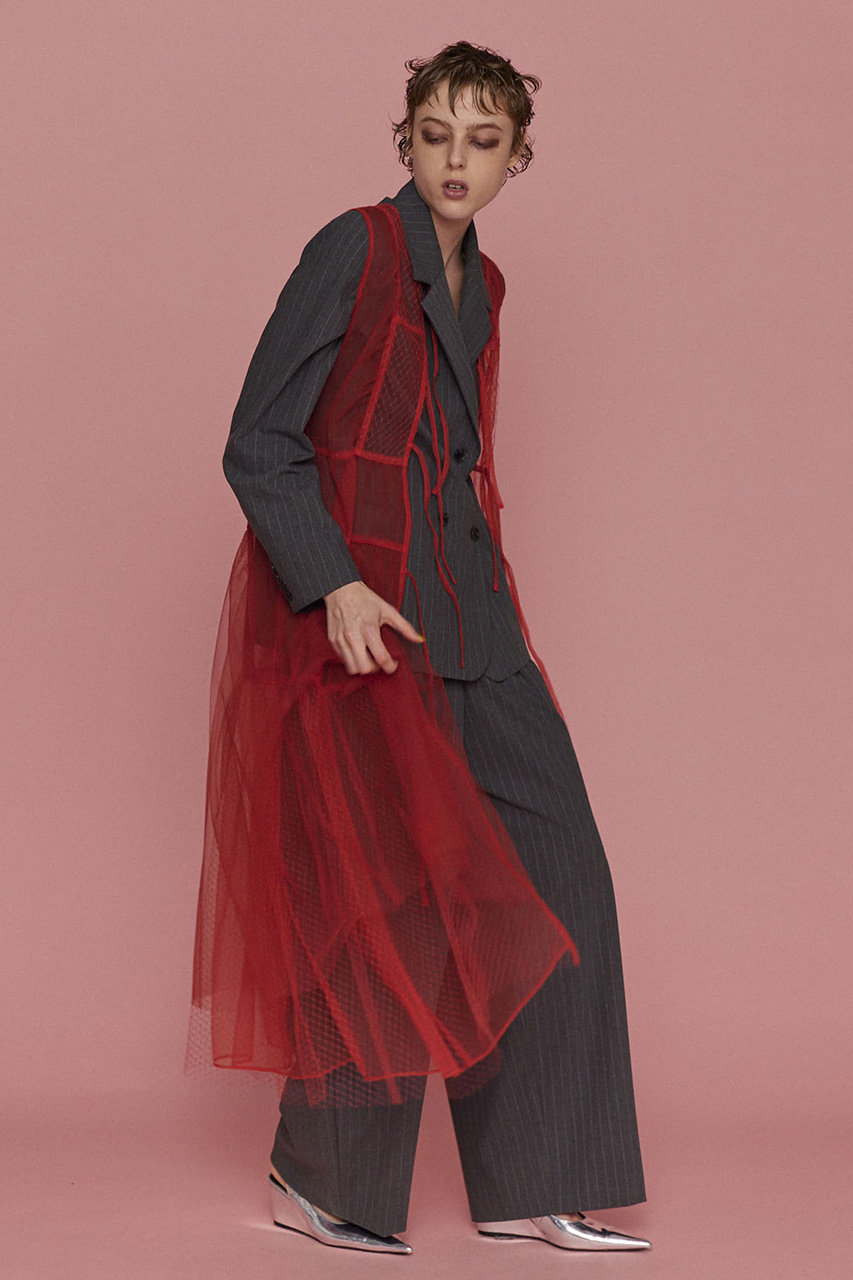 トップス MAISON SPECIAL Layered Tulle Ribbon Vest MAISON SPECIAL(メゾンスペシャル)｜Tulle Layered Mini Vest
