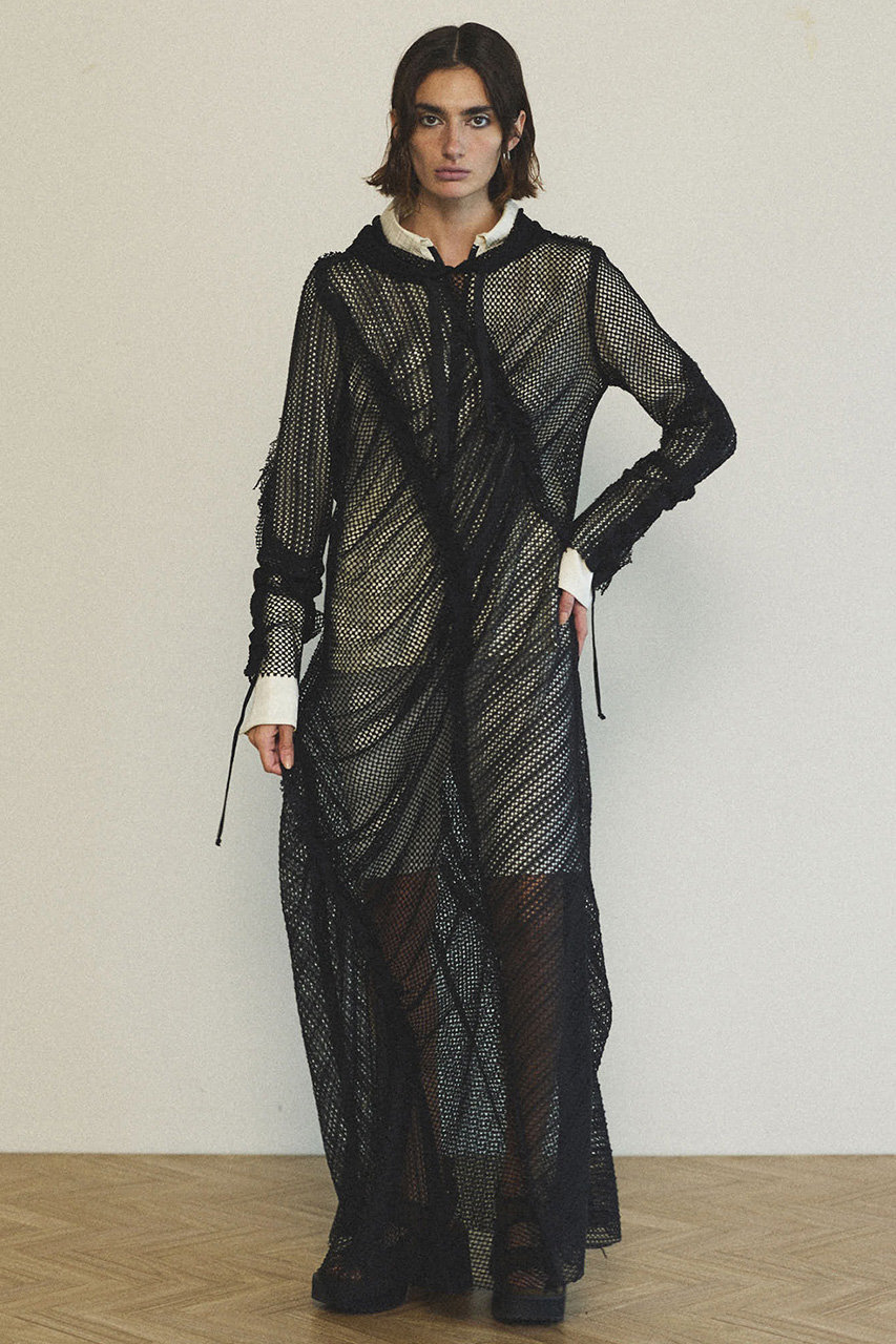 MAISON SPECIAL(メゾンスペシャル)｜Mesh Fabric Docking Hood Dress