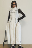 Sleeveless Track Jersey Flare Silhouette Dress/ノースリーブトラックジャージフレアワンピース