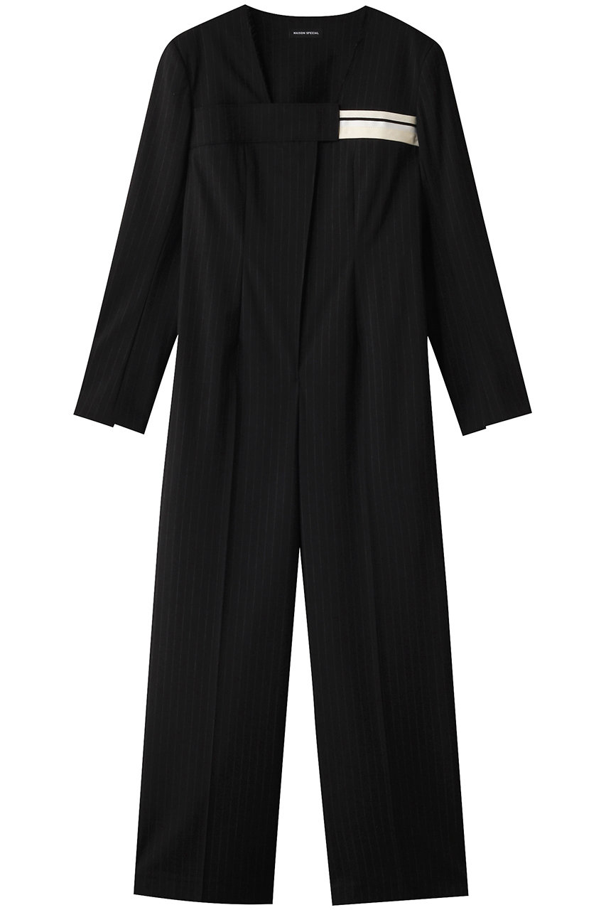 メゾンスペシャル/MAISON SPECIALのCollarless Jacket Rompers/ノーカラージャケットロンパース(BLK(ブラック)/21251265803)