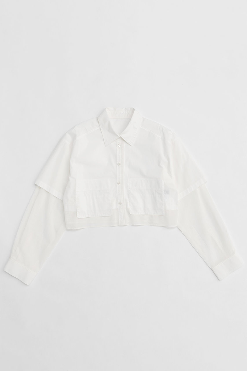 メゾンスペシャル/MAISON SPECIALの【予約販売】Layered Sheer Fabric Short Length Shirt/シアーレイヤードショートシャツ(WHT(ホワイト)/21251315207)