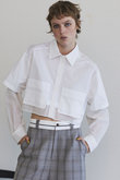 Layered Sheer Fabric Short Length Shirt/シアーレイヤードショートシャツ