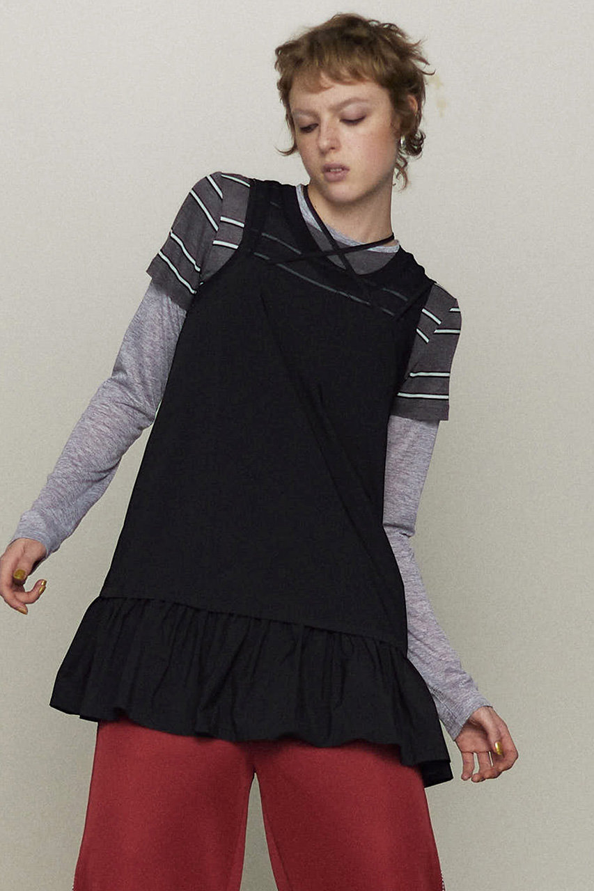 メゾンスペシャル/MAISON SPECIALの【予約販売】Narrow Strap Tunic/ナローストラップチュニック(BLK(ブラック)/21251315301)