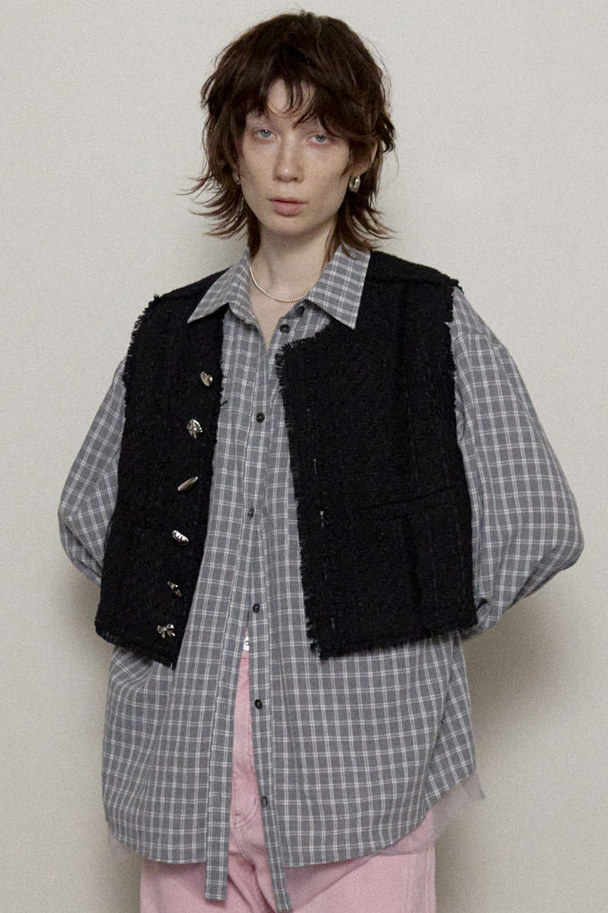 メゾンスペシャル/MAISON SPECIALの【予約販売】Tweed Fringe Vest/ツイードフリンジベスト(C.GRY(チャコールグレー)/21251315701)