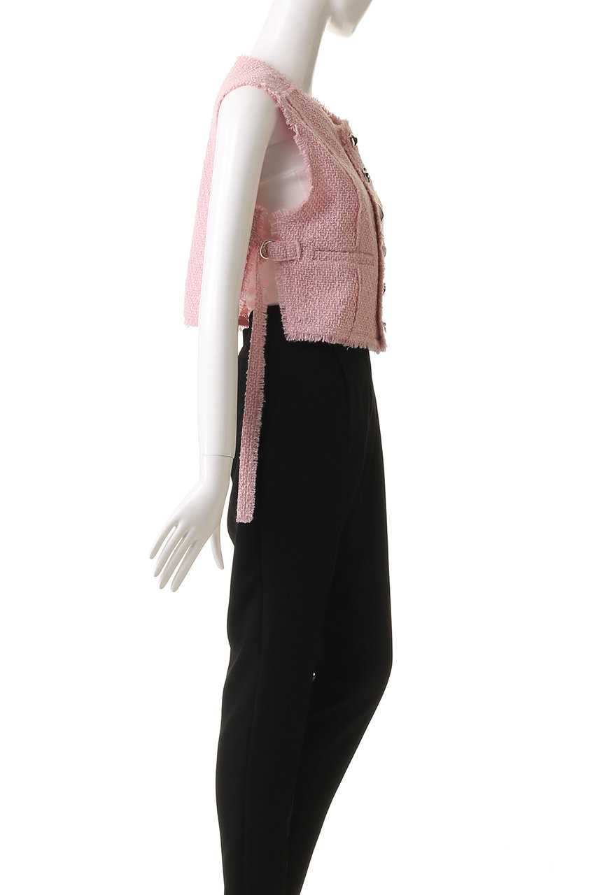 メゾンスペシャル　ツイードショートベスト　黒 MAISON SPECIAL(メゾンスペシャル)｜Tweed Fringe Vest/ツイード