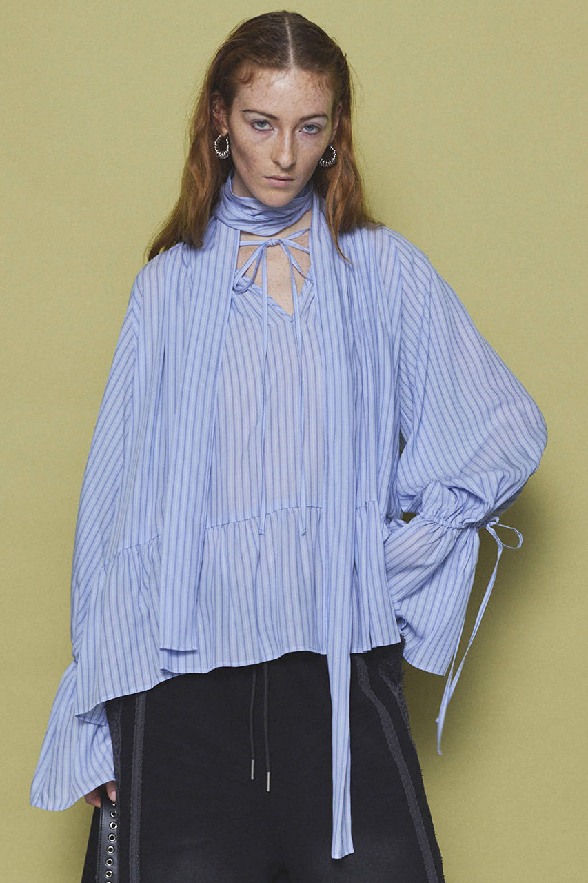 メゾンスペシャル/MAISON SPECIALの【予約販売】Shirring Volume Blouse/シャーリングボリュームブラウス(BLU(ブルー)/21251315703)