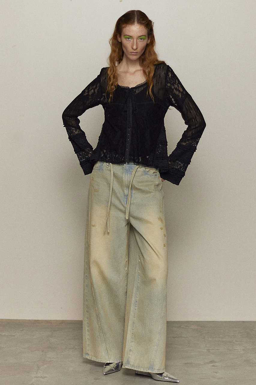 MAISON SPECIAL｜Lace Fabric Docking Cardigan | Rakuten