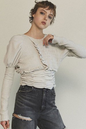 メゾンスペシャル/MAISON SPECIALの2way Puff Sleeves Gathered Blouse/2WAYパフスリーブギャザーブラウス(110400/110403)