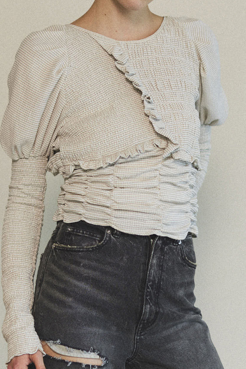 MAISON SPECIAL◆半袖ブラウス/FREE/ポリエステル/BEG/21231315207 MAISON SPECIAL(メゾンスペシャル)｜2way Shirring Taffeta