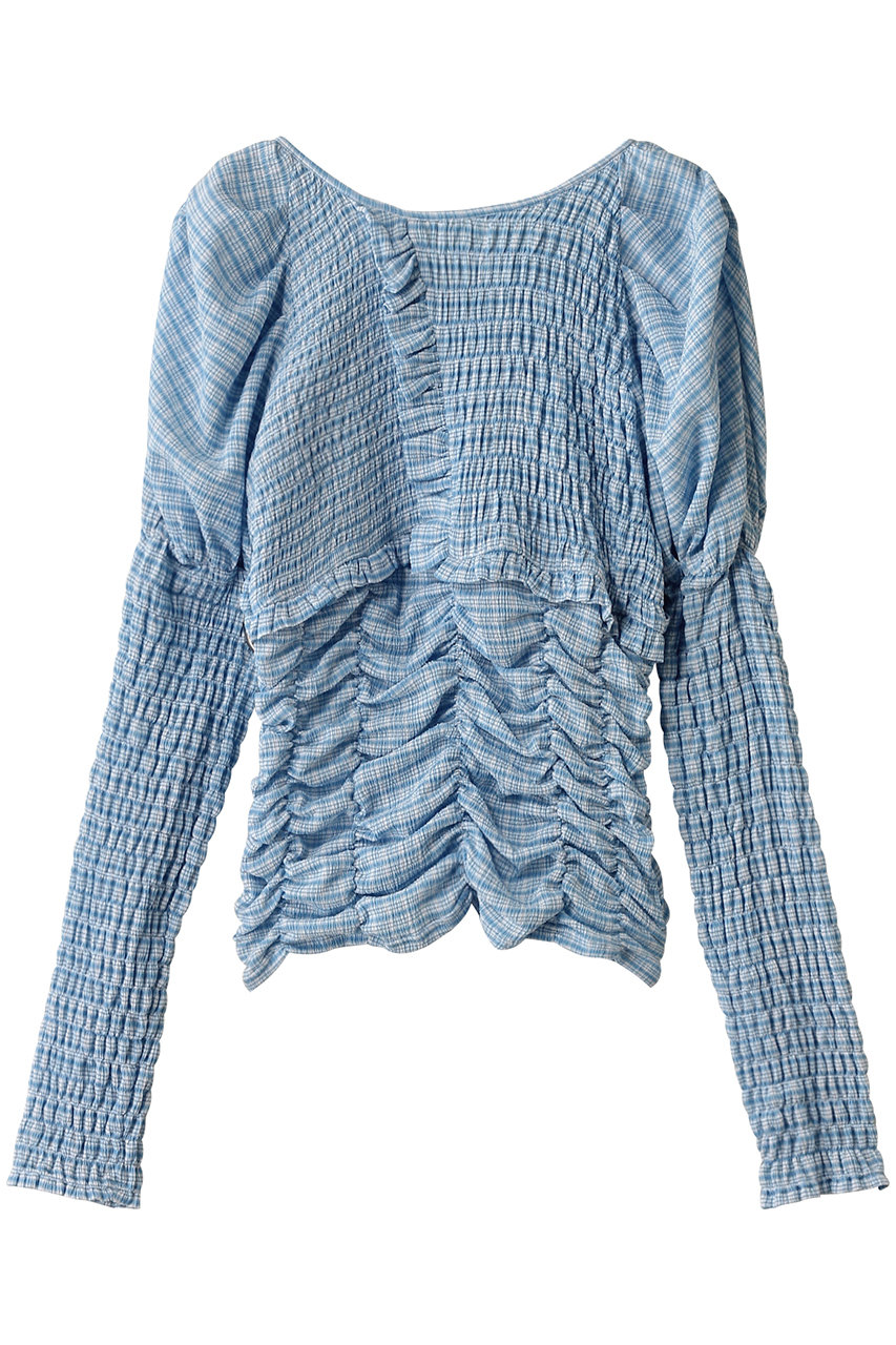 メゾンスペシャル/MAISON SPECIALの【予約販売】2way Puff Sleeves Gathered Blouse/2WAYパフスリーブギャザーブラウス(BLU(ブルー)/21251315807)