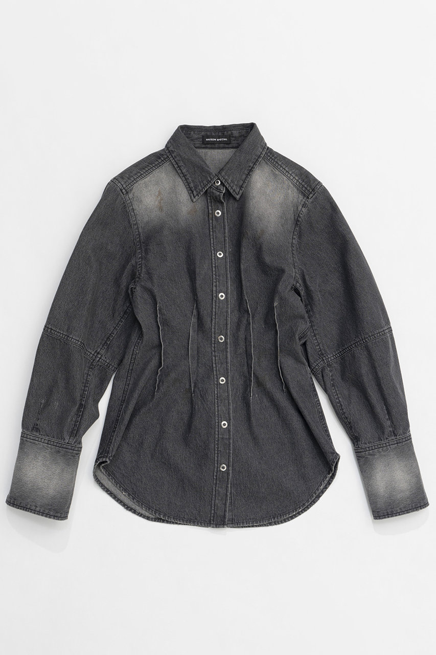 メゾンスペシャル/MAISON SPECIALの【予約販売】Waist Sharp Denim Shirt/ウエストシャープデニムシャツ(BLK(ブラック)/21251315810)