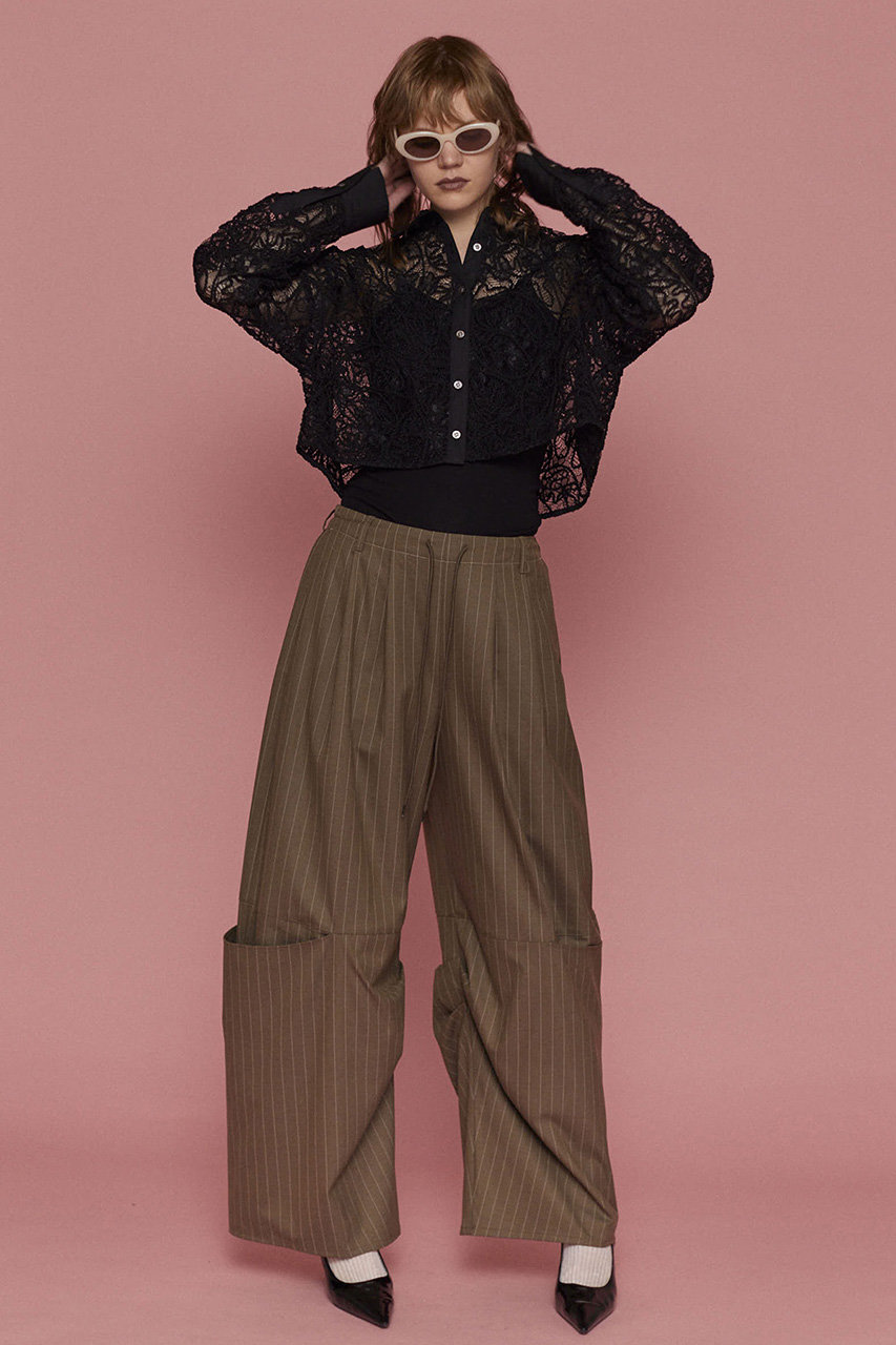 Velor Lace Short Shirt/ベロアレースショートシャツ【MAISON