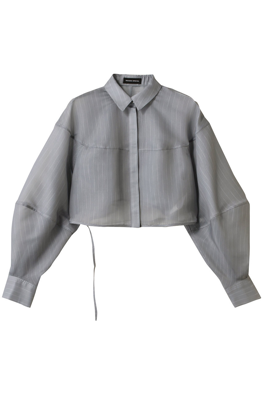 メゾンスペシャル/MAISON SPECIALのBalloon Sheer  Material Short Length Shirt/バルーンシアーショートシャツ(GRY(グレー)/21251316002)