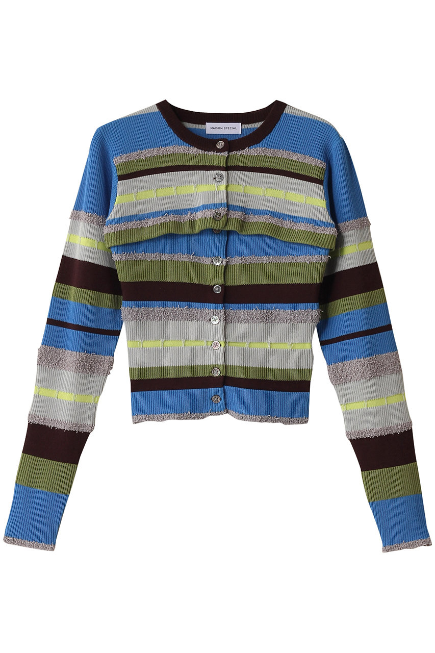 メゾンスペシャル/MAISON SPECIALのMultiway Colorful Border Cardigan/マルチウェイカラフルボーダーカーディガン(BLU(ブルー)/21251365302)