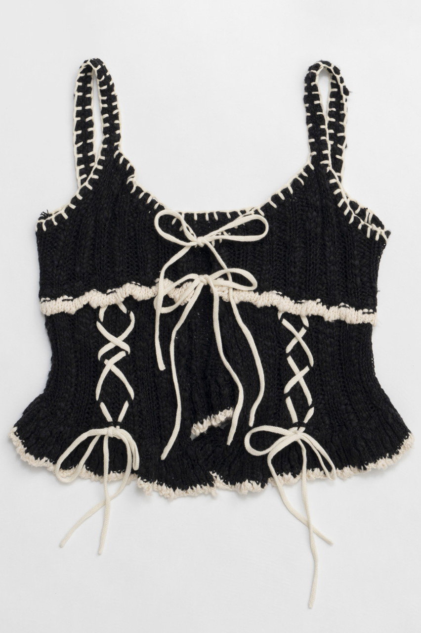 メゾンスペシャル/MAISON SPECIALの【予約販売】Wide Rib Lace Up Bustier/ワイドリブレースアップビスチェ(BLK(ブラック)/21251365702)