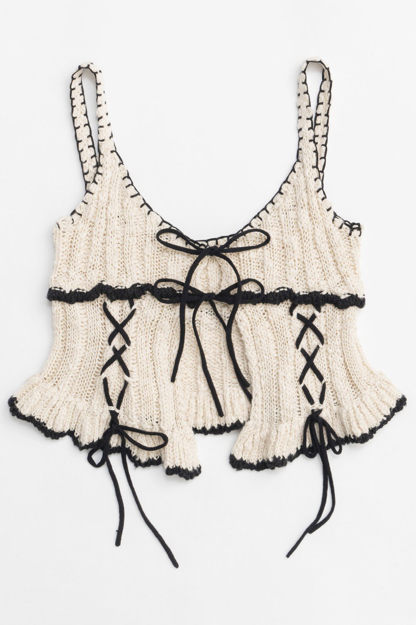 メゾンスペシャル/MAISON SPECIALの【予約販売】Wide Rib Lace Up Bustier/ワイドリブレースアップビスチェ(O.WHT(オフホワイト)/21251365702)