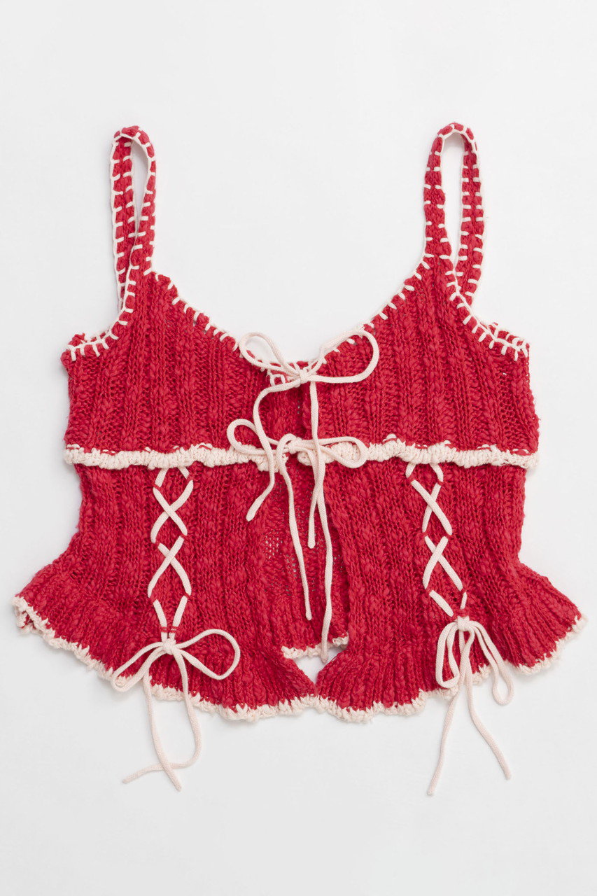 メゾンスペシャル/MAISON SPECIALの【予約販売】Wide Rib Lace Up Bustier/ワイドリブレースアップビスチェ(RED(レッド)/21251365702)