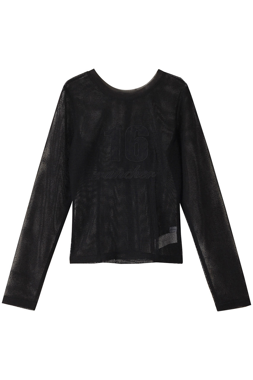 メゾンスペシャル/MAISON SPECIALの2way Mesh Fabric Embroidery Numbering Tops/2WAYメッシュエンブロイダリーナンバリングトップス(BLK(ブラック)/21251415202)