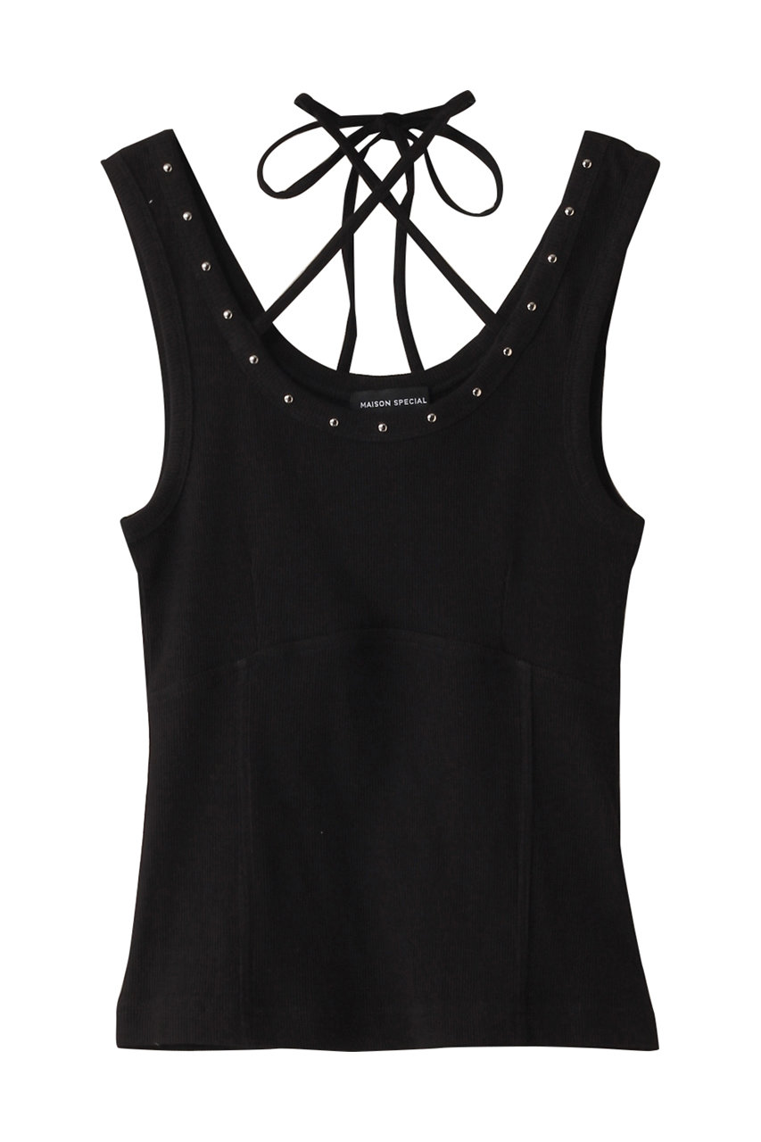 メゾンスペシャル/MAISON SPECIALのPigment Processing Studs Tank Top/ピグメントスタッズタンクトップ(BLK(ブラック)/21251415203)