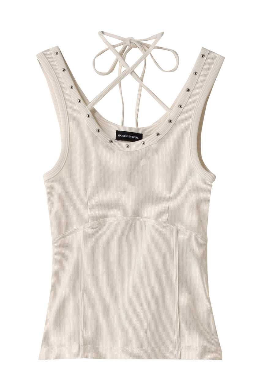 メゾンスペシャル/MAISON SPECIALのPigment Processing Studs Tank Top/ピグメントスタッズタンクトップ(WHT(ホワイト)/21251415203)