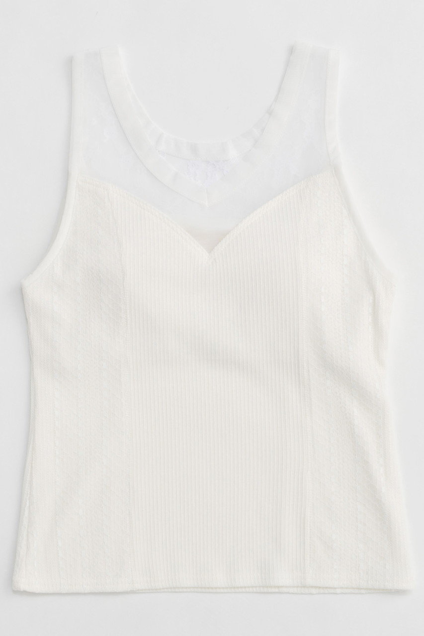 メゾンスペシャル/MAISON SPECIALの【予約販売】2way See-through Combination Tank Top/2WAYシースルーコンビタンクトップ(WHT(ホワイト)/21251415204)