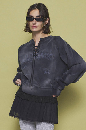 メゾンスペシャル/MAISON SPECIALのDRESSAGE Lace Up Vintage Sweatshirt/DRESSAGEレースアップヴィンテージスウェット(110100/110105)