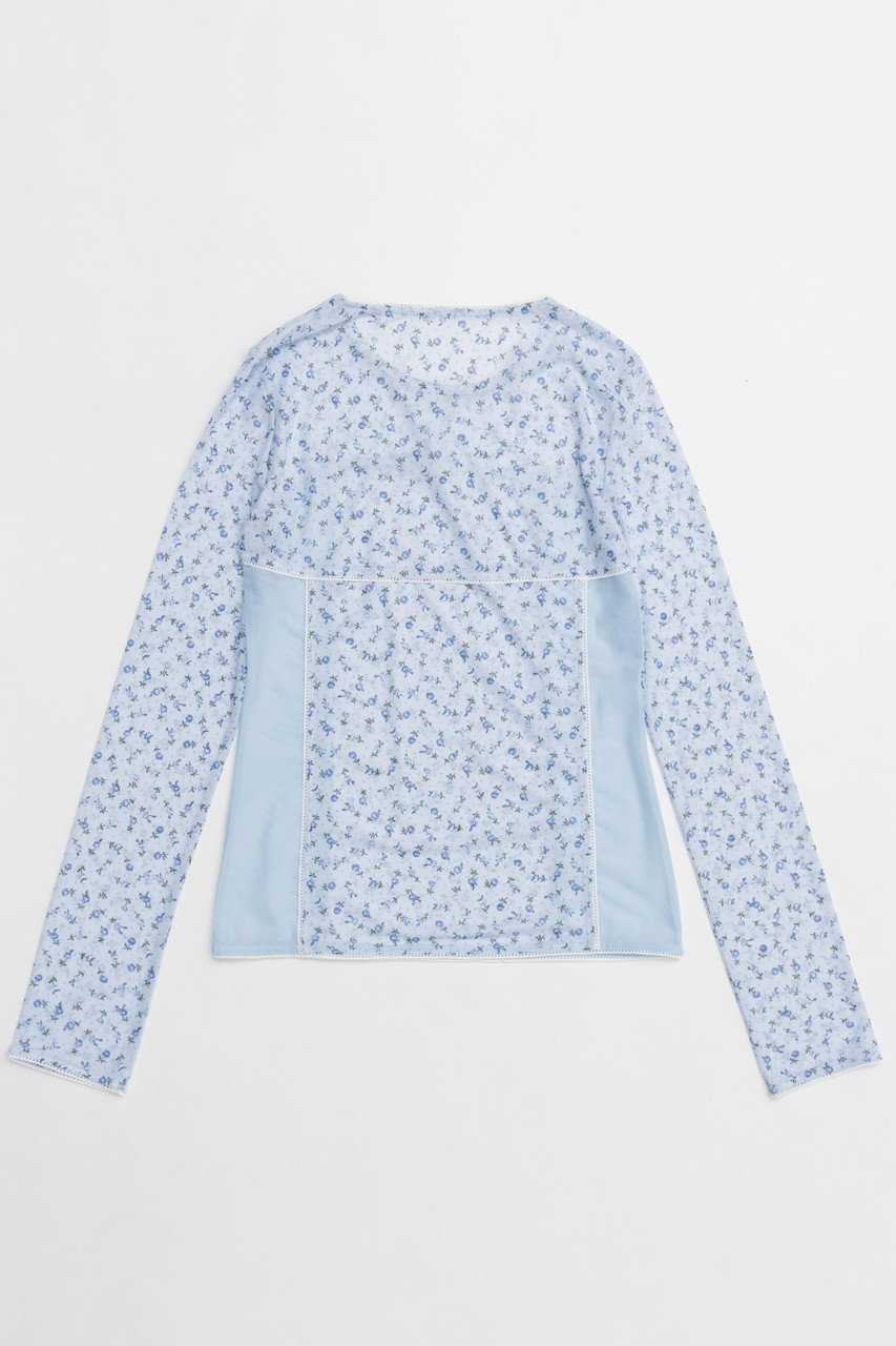 MAISON SPECIAL(メゾンスペシャル)｜【予約販売】Small Floral Pattern Mesh Fabric Inner  Tops/スモールフラワーメッシュインナー/BLU(ブルー) の通販｜ELLESHOP・(エル・ショップ)