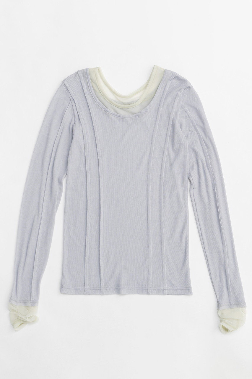 メゾンスペシャル/MAISON SPECIALの2way Neck Sheer Docking Tops/2WAYネックシアードッキングトップス(BLU(ブルー)/21251415306)