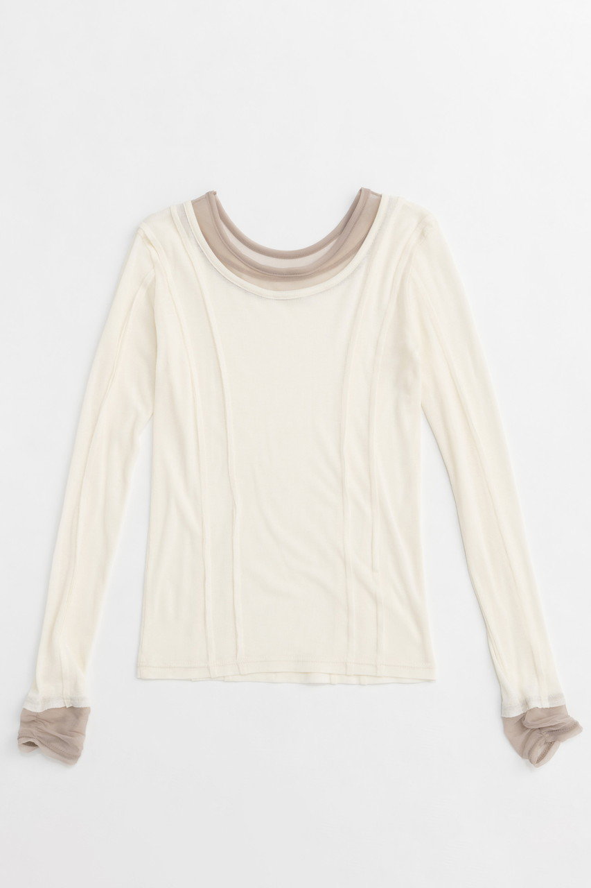 メゾンスペシャル/MAISON SPECIALの2way Neck Sheer Docking Tops/2WAYネックシアードッキングトップス(WHT(ホワイト)/21251415306)