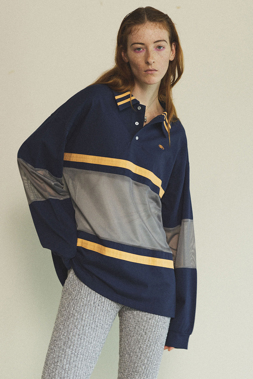 MAISON SPECIAL ラガーシャツ セール】Mesh Fabric Combination Rugby Shirt/メッシュコンビ
