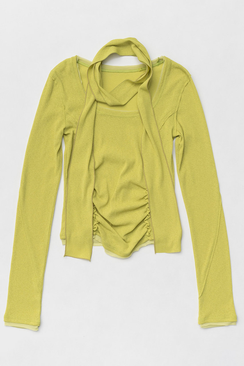 メゾンスペシャル/MAISON SPECIALの【予約販売】Shirring Square Tops/シャーリングスクエアトップス(LIME(ライム)/21251415704)