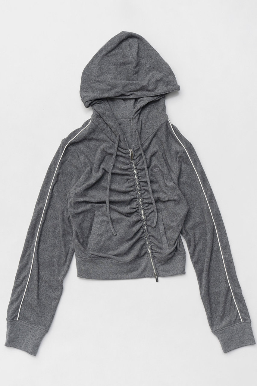 メゾンスペシャル/MAISON SPECIALの【予約販売】Gather Pile Fabric Short Length Hoodie/ギャザーパイルショートフーディー(GRY(グレー)/21251415802)