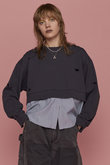 Shirt Layered Crush Processing Sweatshirt/シャツレイヤードクラッシュスウェット