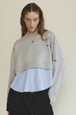 Shirt Layered Crush Processing Sweatshirt/シャツレイヤードクラッシュスウェット