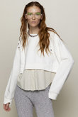 Shirt Layered Crush Processing Sweatshirt/シャツレイヤードクラッシュスウェット