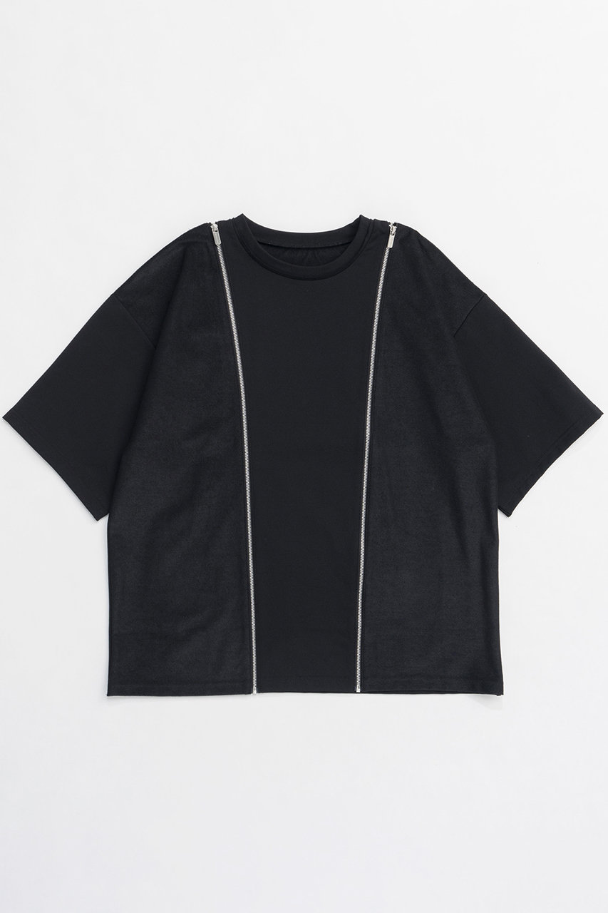 メゾンスペシャル/MAISON SPECIALの【予約販売】Shoulder Zip Design T-shirt/ショルダージップＴシャツ(BLK(ブラック)/21251416003)