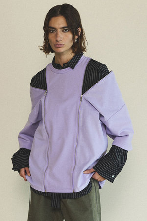 メゾンスペシャル/MAISON SPECIALのShoulder Zip Design T-shirt/ショルダージップＴシャツ(110100/110102)