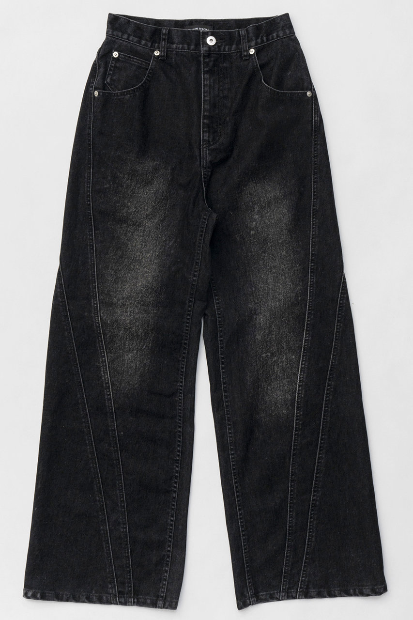 メゾンスペシャル/MAISON SPECIALの【予約販売】Wide Straight Flocking Denim Pants/ストレートワイドフロッキーデニムパンツ(BLK(ブラック)/21251465307)