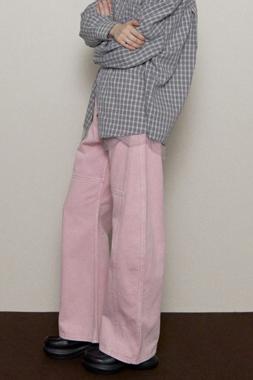 メゾンスペシャル　ピンクチェック柄 ハイウエストパンツ MAISON SPECIAL(メゾンスペシャル)｜Curve Silhouette Pants