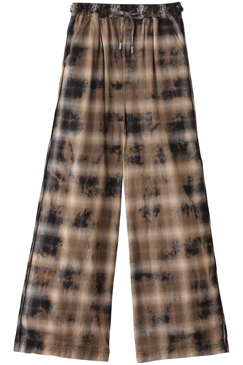 メゾンスペシャル/MAISON SPECIALのBleach Plaid Pattern Easy Pants/ブリーチチェックイージーパンツ(BLK(ブラック)/21251465703)