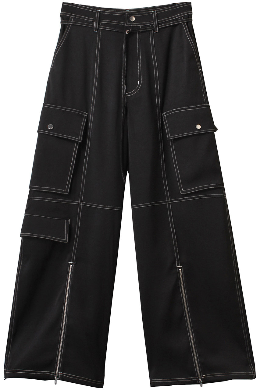 メゾンスペシャル/MAISON SPECIALの【予約販売】Zip Design Satin Cargo Pants/ジップサテンカーゴパンツ(BLK(ブラック)/21251465705)