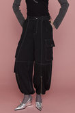 メゾンスペシャルジップ付きサテン系ブラックカーゴワイドパンツ☆36 MAISON SPECIAL(メゾンスペシャル)|Zip Design Satin Cargo
