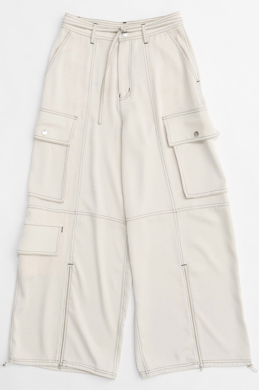 メゾンスペシャル/MAISON SPECIALの【予約販売】Zip Design Satin Cargo Pants/ジップサテンカーゴパンツ(IVR(アイボリー)/21251465705)