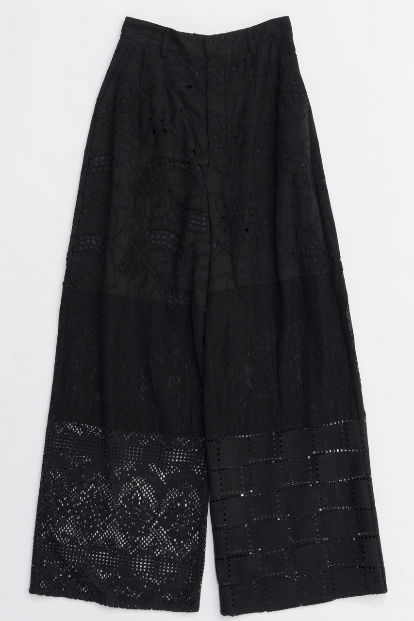 メゾンスペシャル/MAISON SPECIALの【予約販売】Lace Fabric Docking Pants/レースドッキングパンツ(BLK(ブラック)/21251465801)